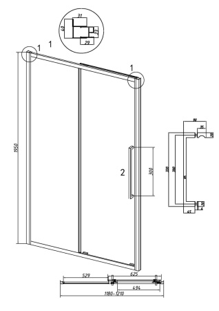 Душевая дверь Grossman Cosmo 100.K33.02.120.21.02 120х195 стекло текстурное профиль черный